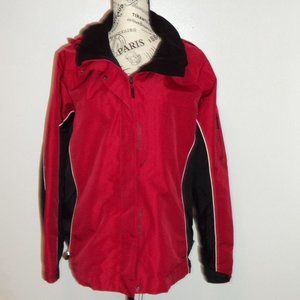 Pacific Trail Women's Small Jacket Coat Winter Ski Lined Red Black Pockets Zip
